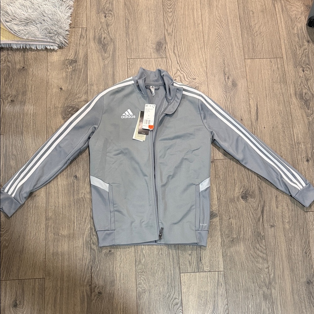 Adidas Trio Gray Track Jacket with White Stripes
